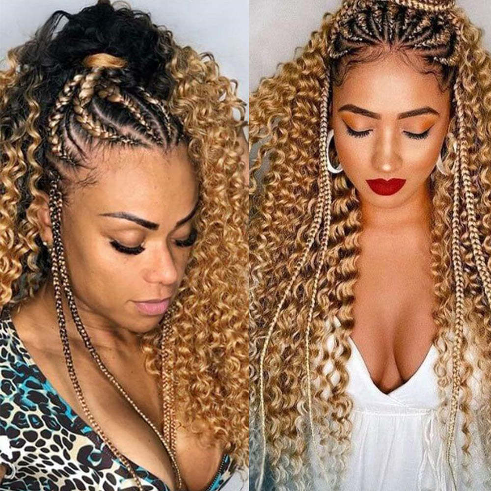 #27 Honey Blonde Boho Braids Deep Wave No Weft Bulk Hair for Human Hair RXHAIR