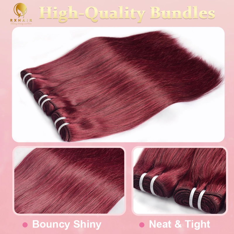 #99J Straight Human Hair Bundles Virgin Hair 100% Unprocessed Weave Bundles Human Hair Double Weft RXHAIR