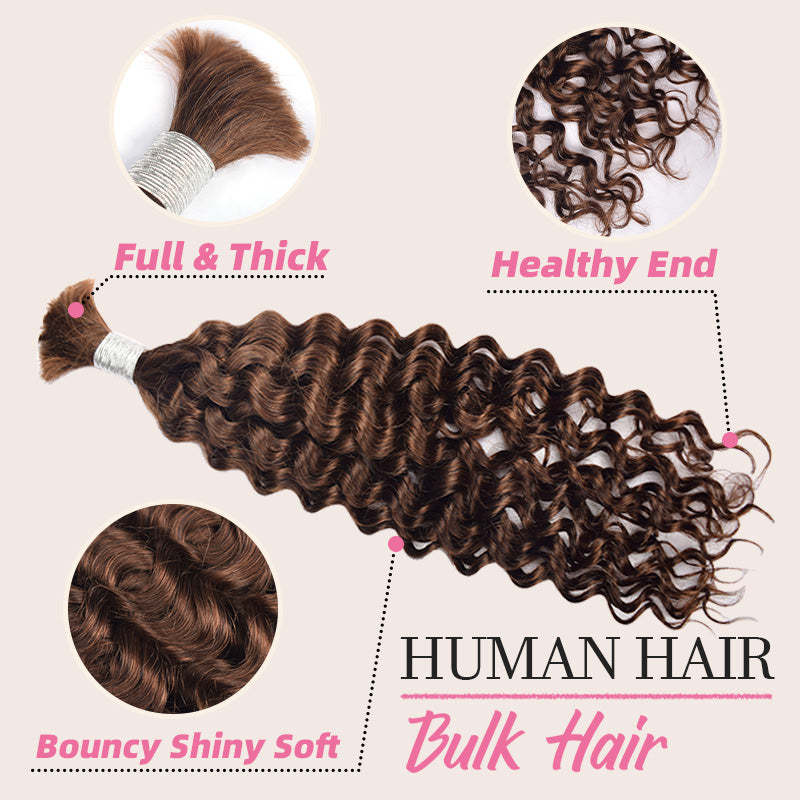 #4 Italian Curly Boho Braids No Weft Bulk Hair for Human Hair RXHAIR