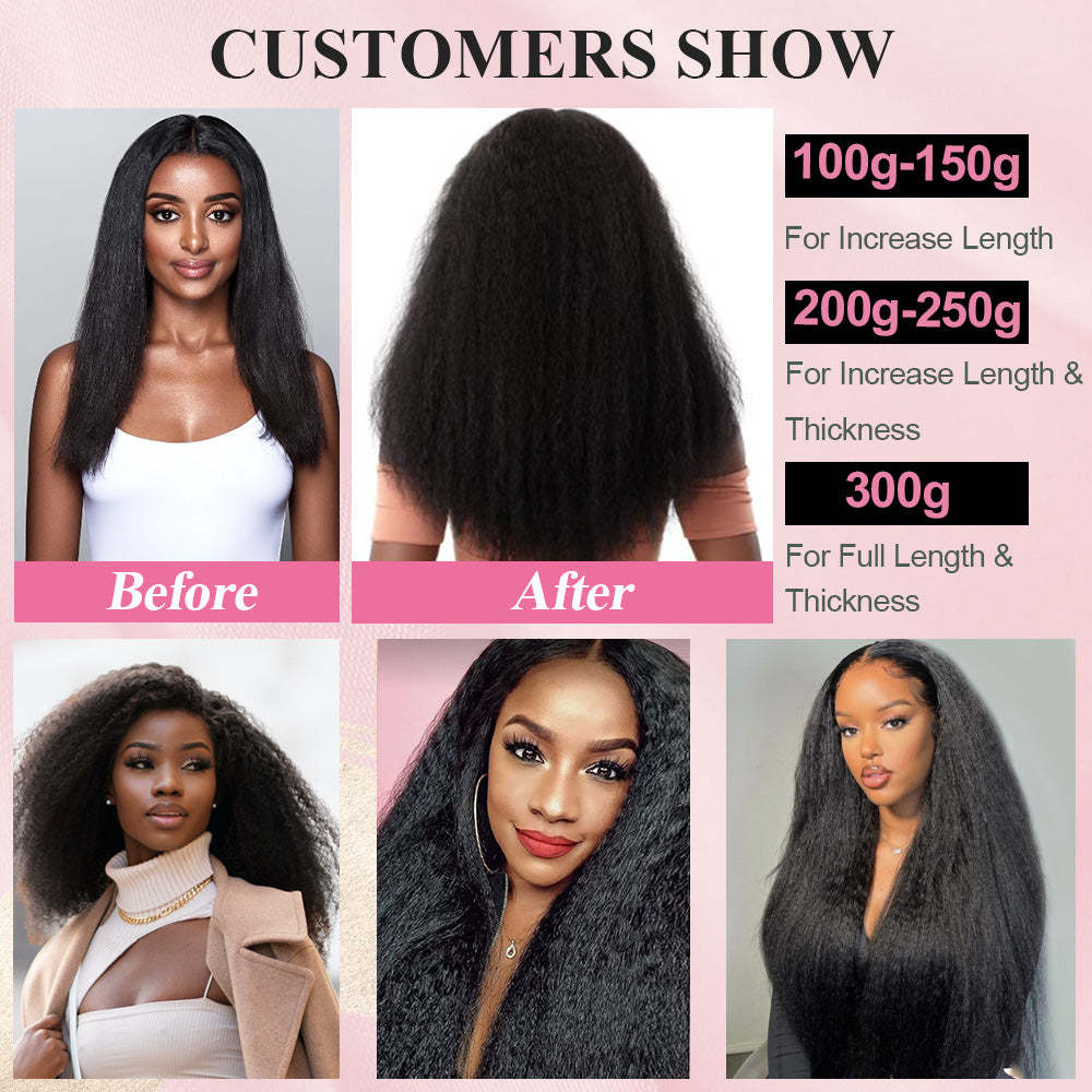 #1B Kinky Straight Tape in Hair Extensions Human Hair 20pcs 50g/pack Seamless Skin Weft Hair RXHAIR