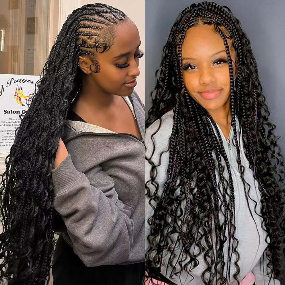 #1B Boho Braids Deep Wave No Weft Bulk Hair for Human Hair RXHAIR