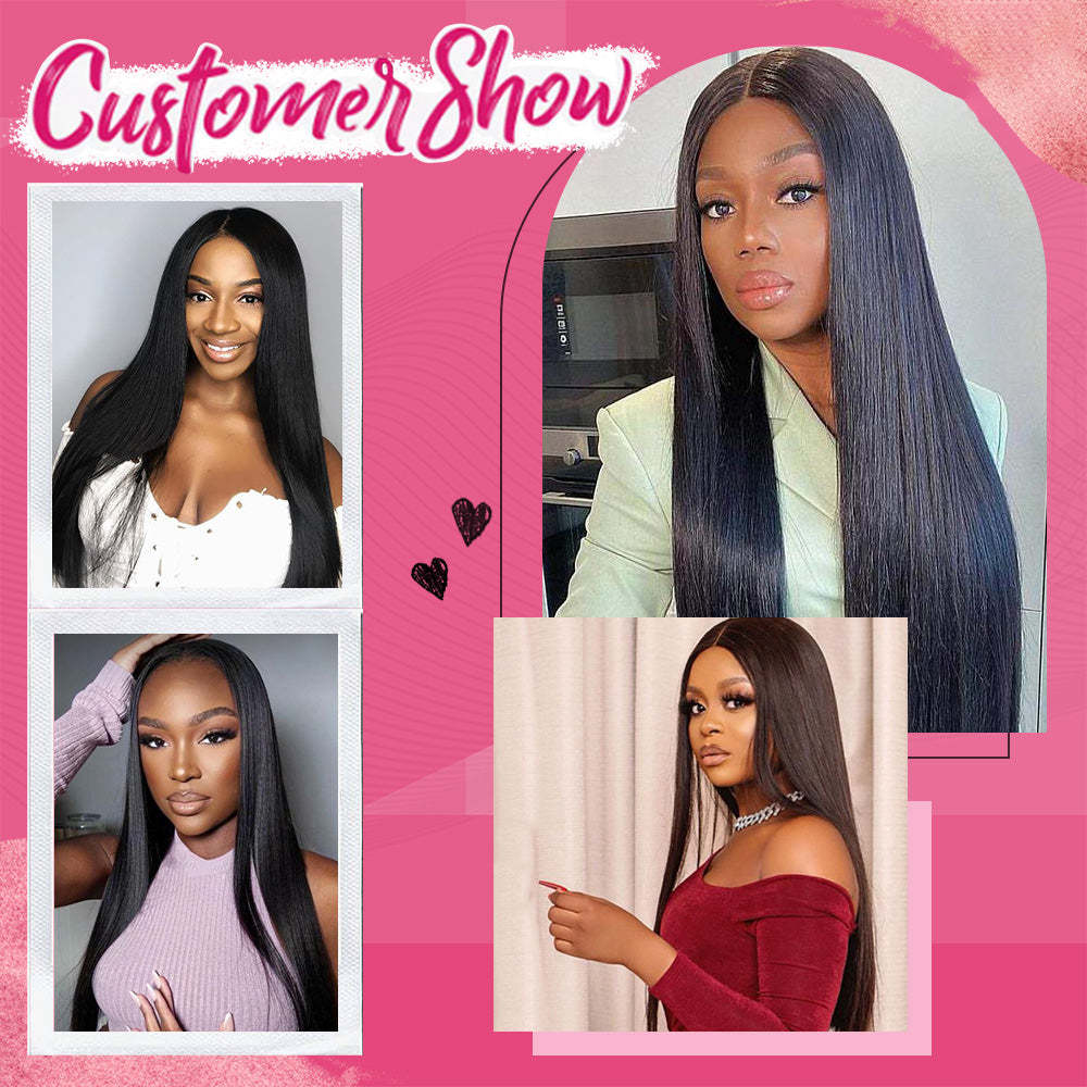 #1 Straight HD Lace Front Wigs Human Hair 200% Density Transparent Lace Frontal Wigs Pre Plucked With Baby Hair RXHAIR