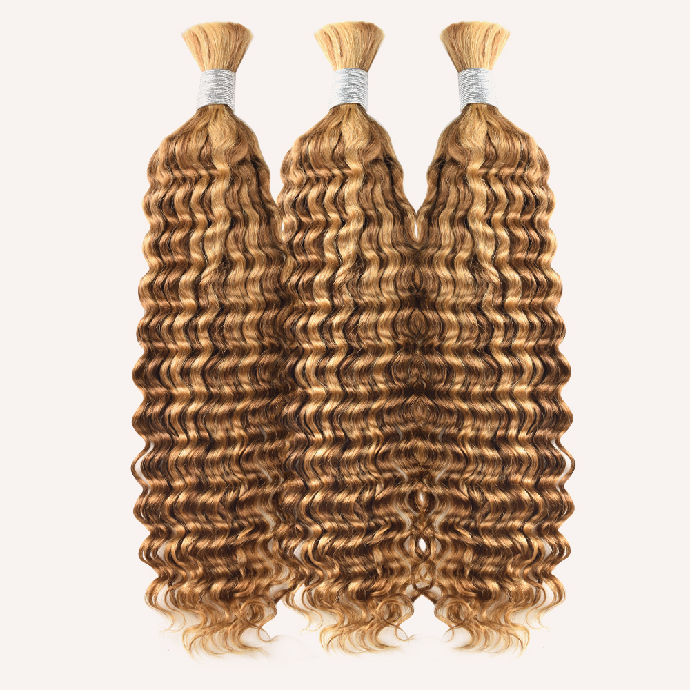 #P27/30 Boho Braids Deep Wave No Weft Bulk Hair for Human Hair RXHAIR