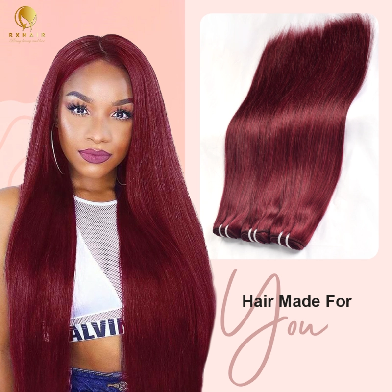 #99J Straight Human Hair Bundles Virgin Hair 100% Unprocessed Weave Bundles Human Hair Double Weft RXHAIR