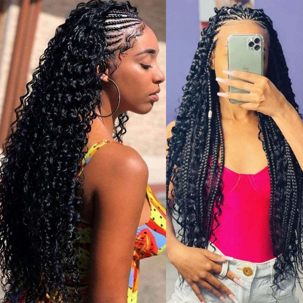 #1B Deep Curly Boho Braids No Weft Bulk Hair for Human Hair RXHAIR