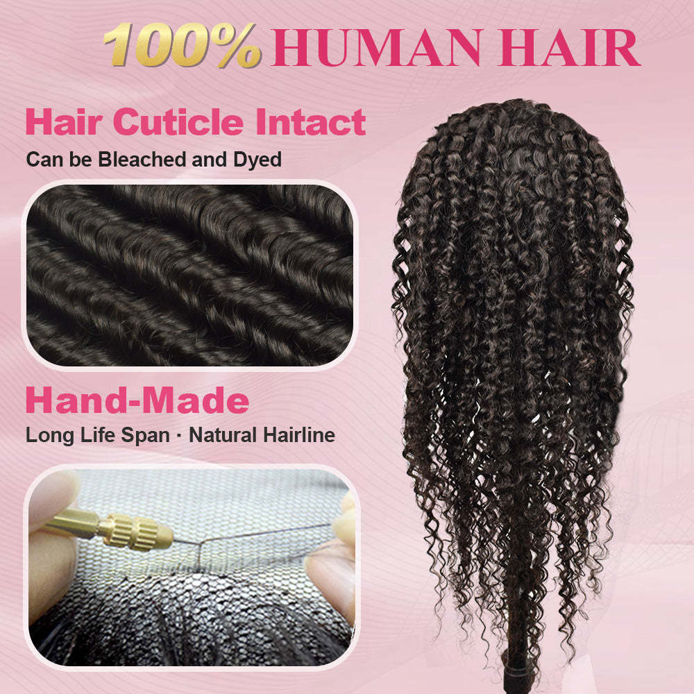 #1B Deep Wave HD Lace Front Wigs Human Hair 150% Density Transparent Lace Frontal Wigs Pre Plucked With Baby Hair RXHAIR