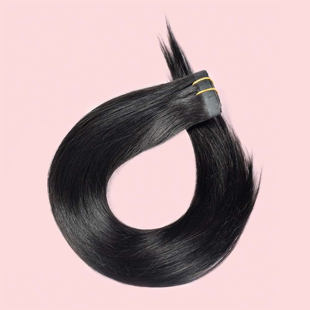 #1B 6Pcs Straight Clip in Hair Extensions Real Human Hair PU Seamless Clip ins Natural Black 110G RXHAIR