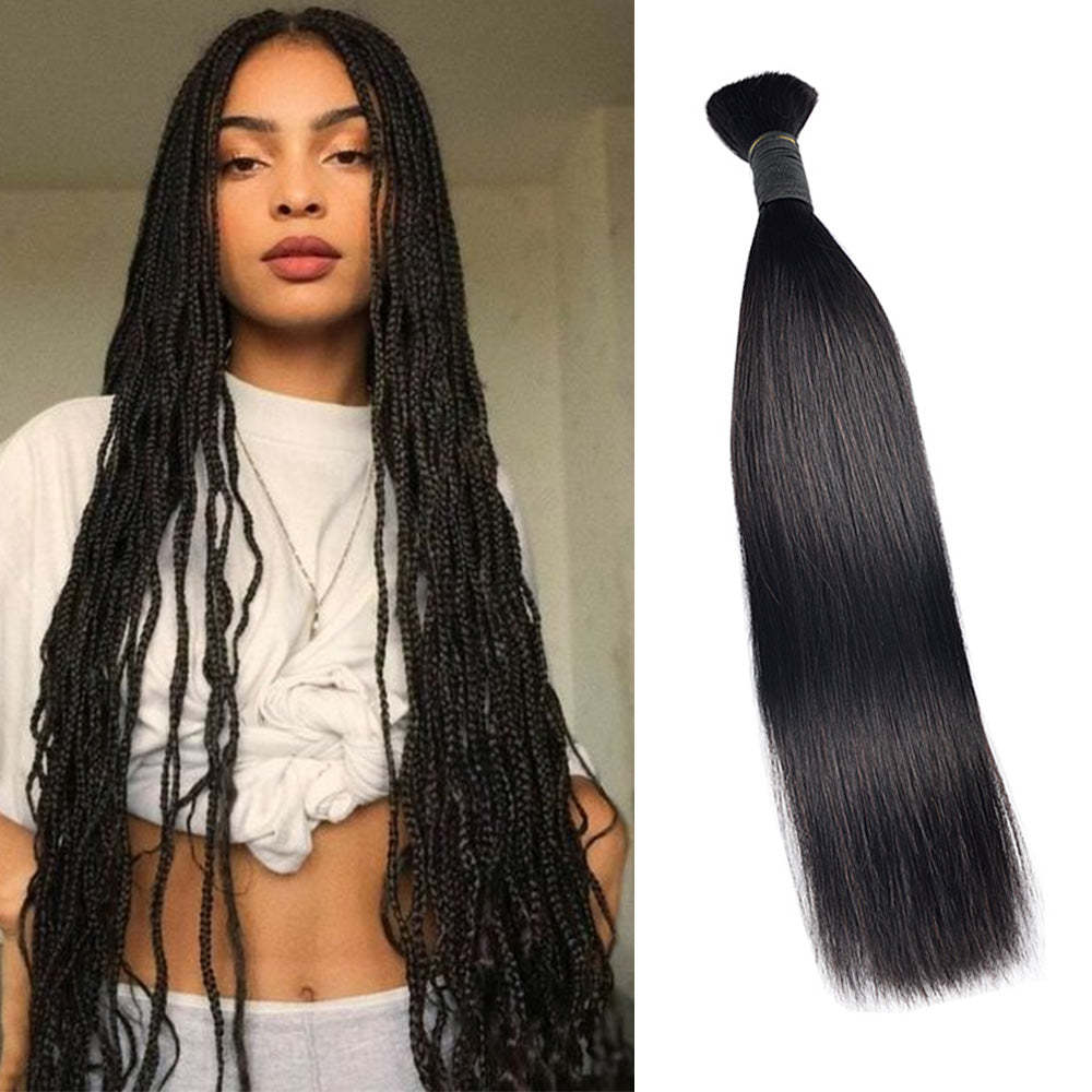 #1B Natural Black Boho Braids Straight No Weft Bulk Hair for Human Hair RXHAIR