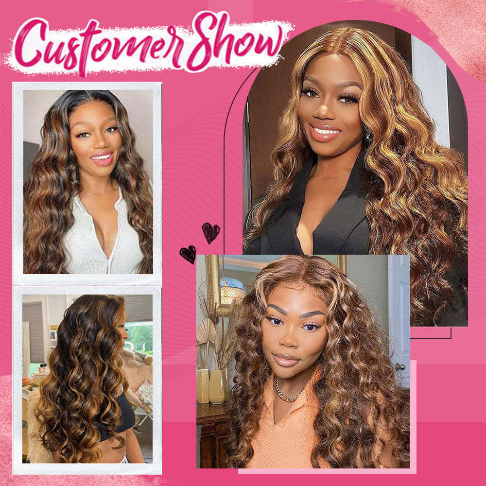 #4/27 Loose Deep Wave HD Lace Front Wigs Human Hair 200% Density Transparent Lace Frontal Wigs Pre Plucked With Baby Hair RXHAIR