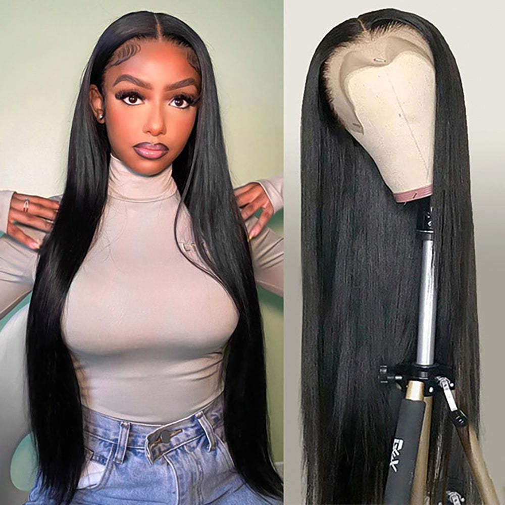 #1 Straight HD Lace Front Wigs Human Hair 200% Density Transparent Lace Frontal Wigs Pre Plucked With Baby Hair RXHAIR
