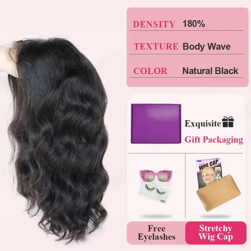#1B Bob Wig Body Wave HD Lace Front Wigs Human Hair 180% Density Lace Frontal Wigs Pre Plucked With Baby Hair RXHAIR