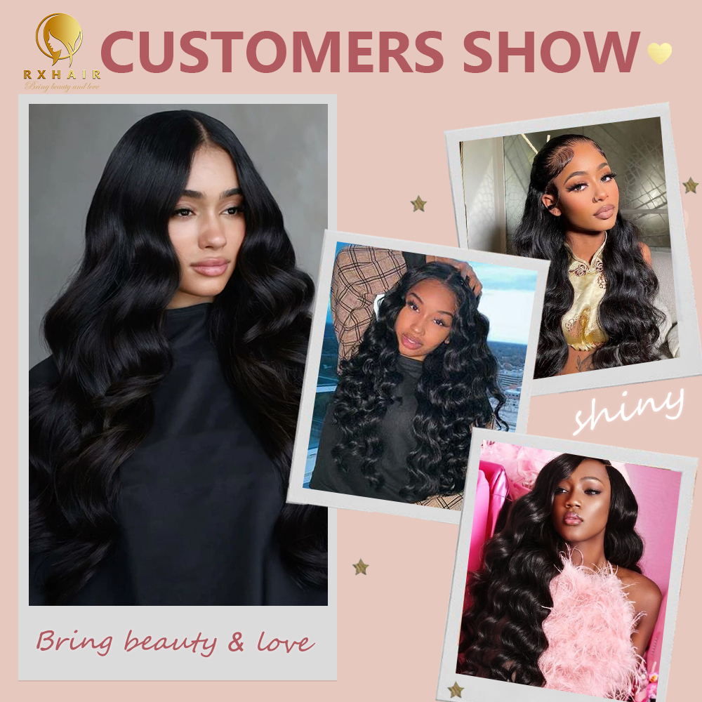 #1B Body Wave 12A Human Hair Bundles Virgin Hair 100% Unprocessed Weave Bundles Human Hair Double Weft RXHAIR
