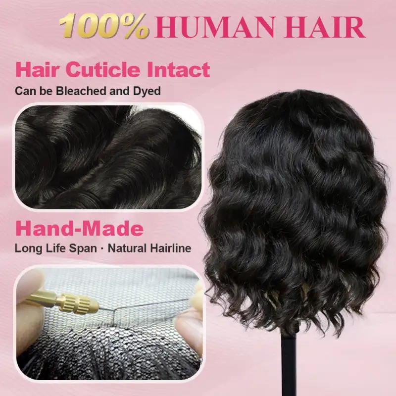 #1B Bob Wig Body Wave HD Lace Front Wigs Human Hair 180% Density Lace Frontal Wigs Pre Plucked With Baby Hair RXHAIR