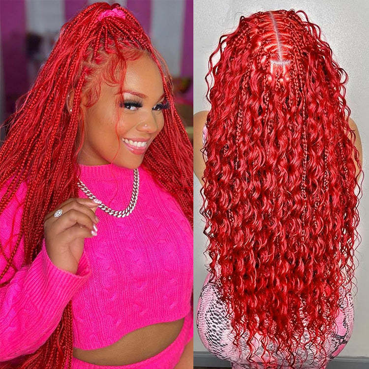 #Red Boho Braids Deep Wave No Weft Bulk Hair for Human Hair RXHAIR