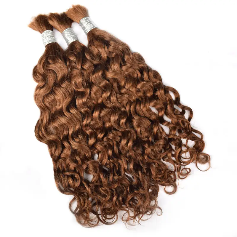 #30 Brown Boho Braids Italian Curly No Weft Bulk Hair for Human Hair RXHAIR