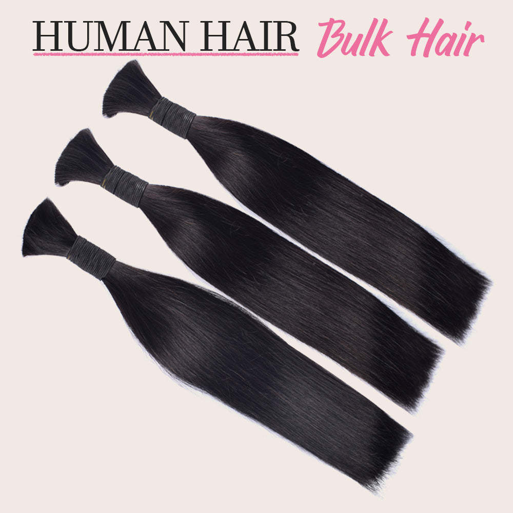 #1B Natural Black Boho Braids Straight No Weft Bulk Hair for Human Hair RXHAIR