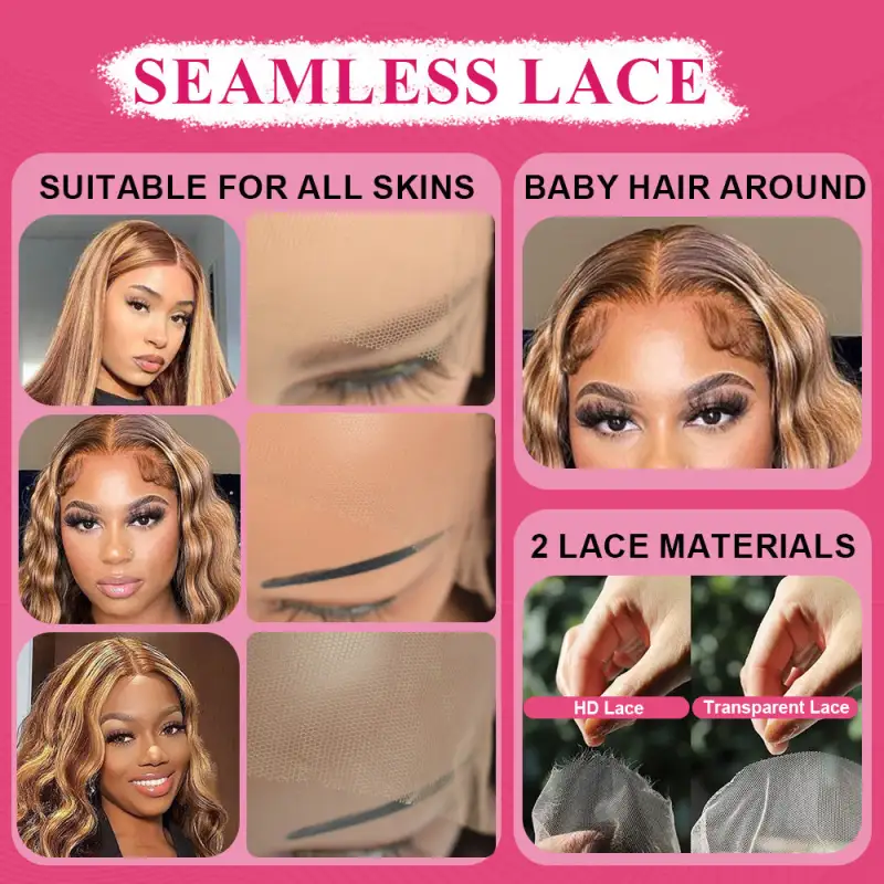 #4/27 Loose Deep Wave HD Lace Front Wigs Human Hair 200% Density Transparent Lace Frontal Wigs Pre Plucked With Baby Hair RXHAIR