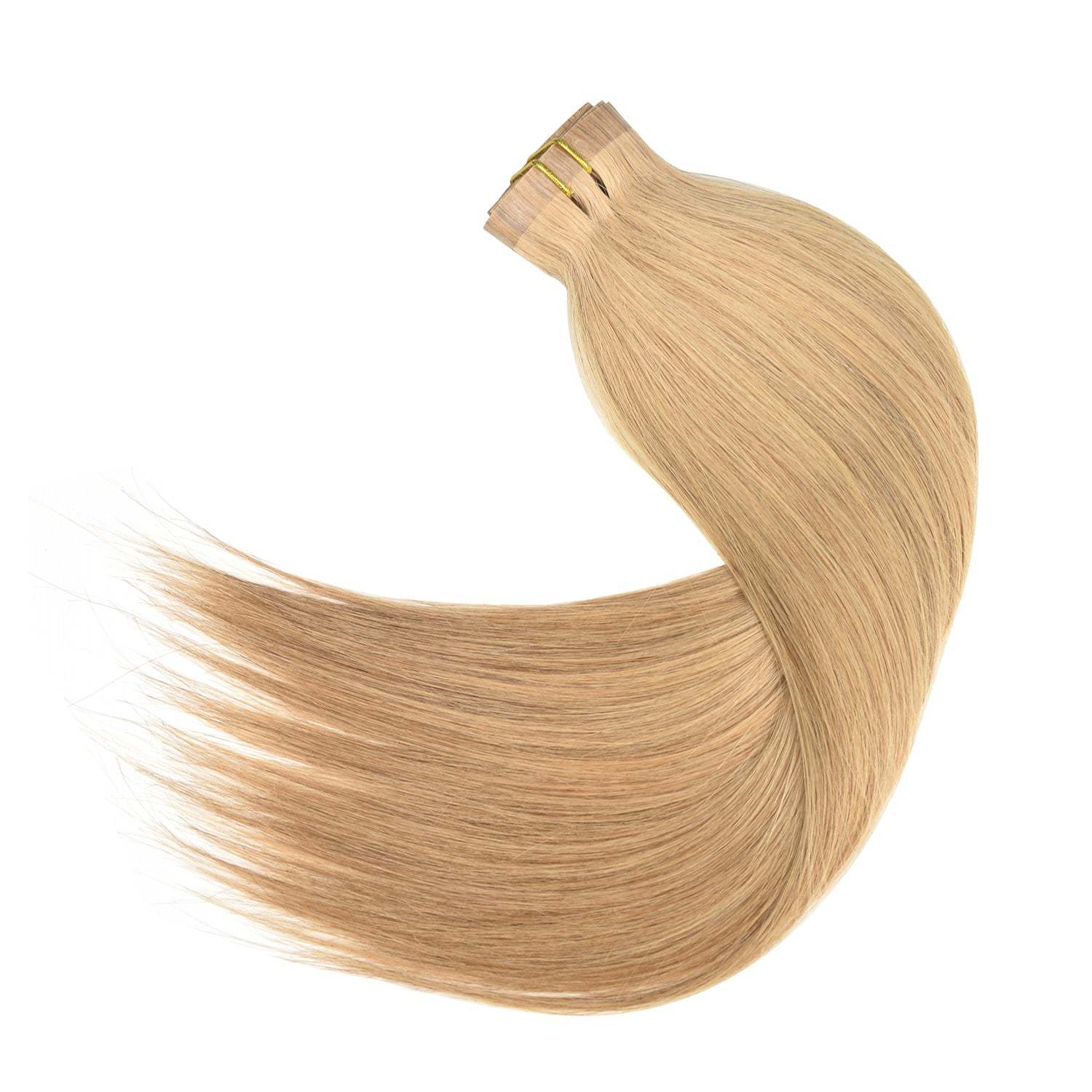#18 Golden Blonde Straight Clip in Hair Extensions Real Human Hair PU Seamless Clip ins 6Pcs 110G RXHAIR