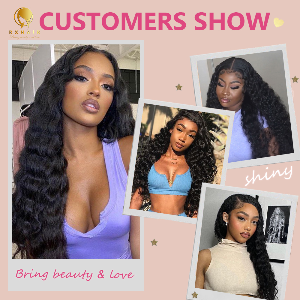 #1B Loose Deep Wave 12A Human Hair Bundles Virgin Hair 100% Unprocessed Weave Bundles Human Hair Double Weft RXHAIR