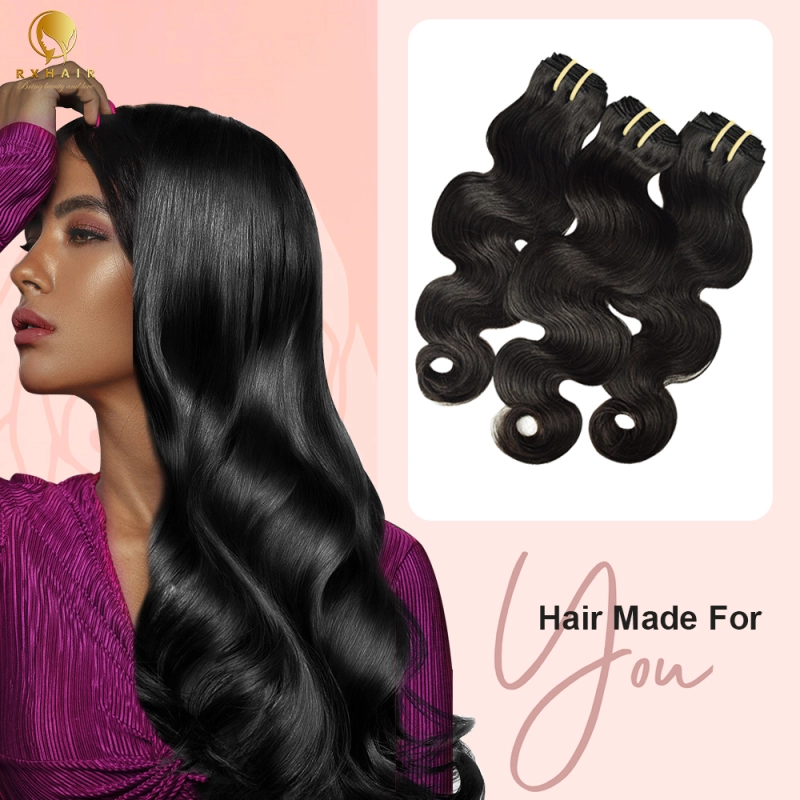#1B Body Wave 12A Human Hair Bundles Virgin Hair 100% Unprocessed Weave Bundles Human Hair Double Weft RXHAIR