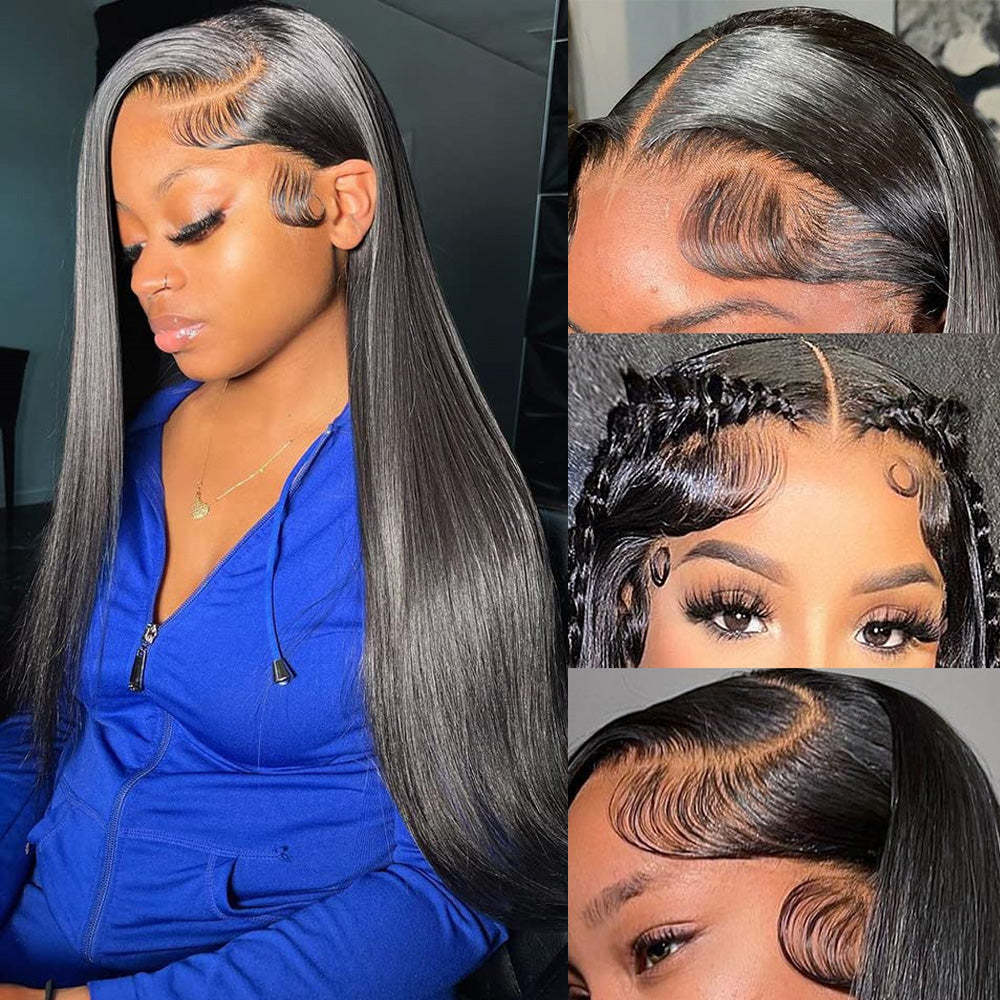 #1 Straight HD Lace Front Wigs Human Hair 200% Density Transparent Lace Frontal Wigs Pre Plucked With Baby Hair RXHAIR