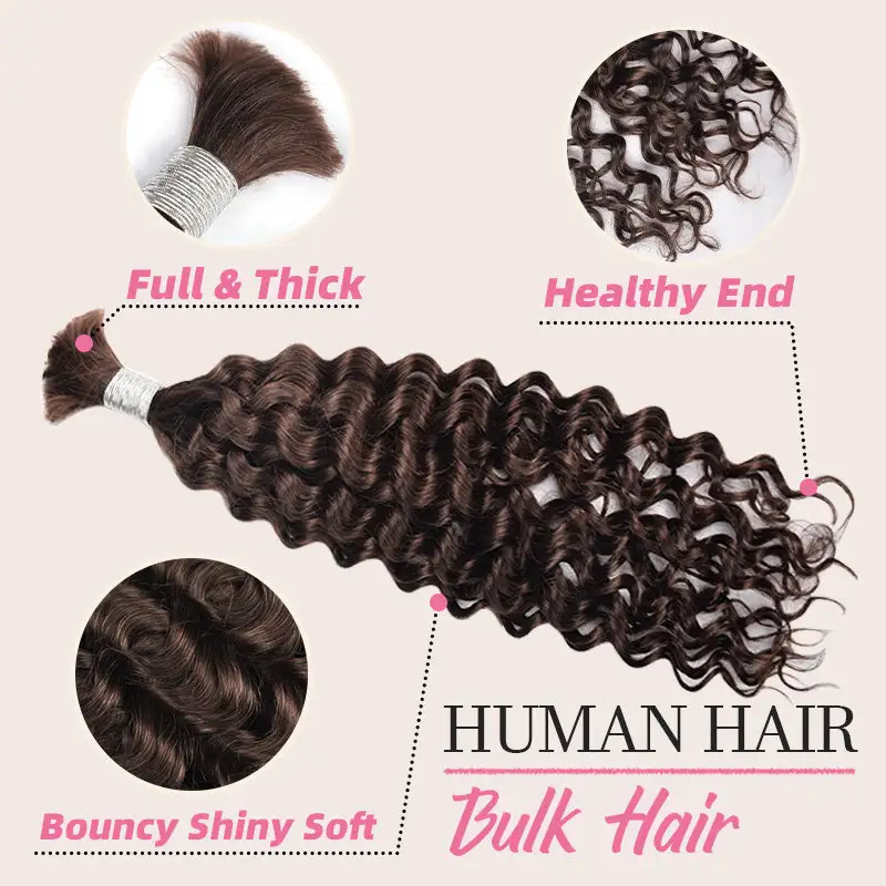 #2 Deep Wave Boho Braids No Weft Bulk Hair for Human Hair RXHAIR