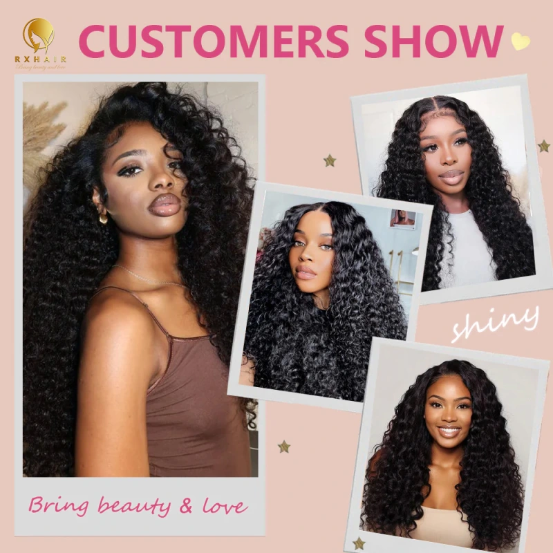 #1B Burmese Curly Human Hair Weave Bundles 100% Unprocessed Hair Weft Extensions Natural Black Color RXHAIR