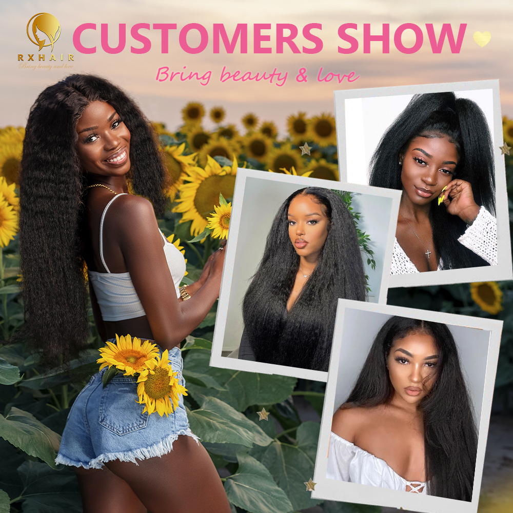 #1B Kinky Straight Human Hair 3 Bundles 100% Unprocessed Virgin Human Hair Weave Extensions Natural Color RXHAIR