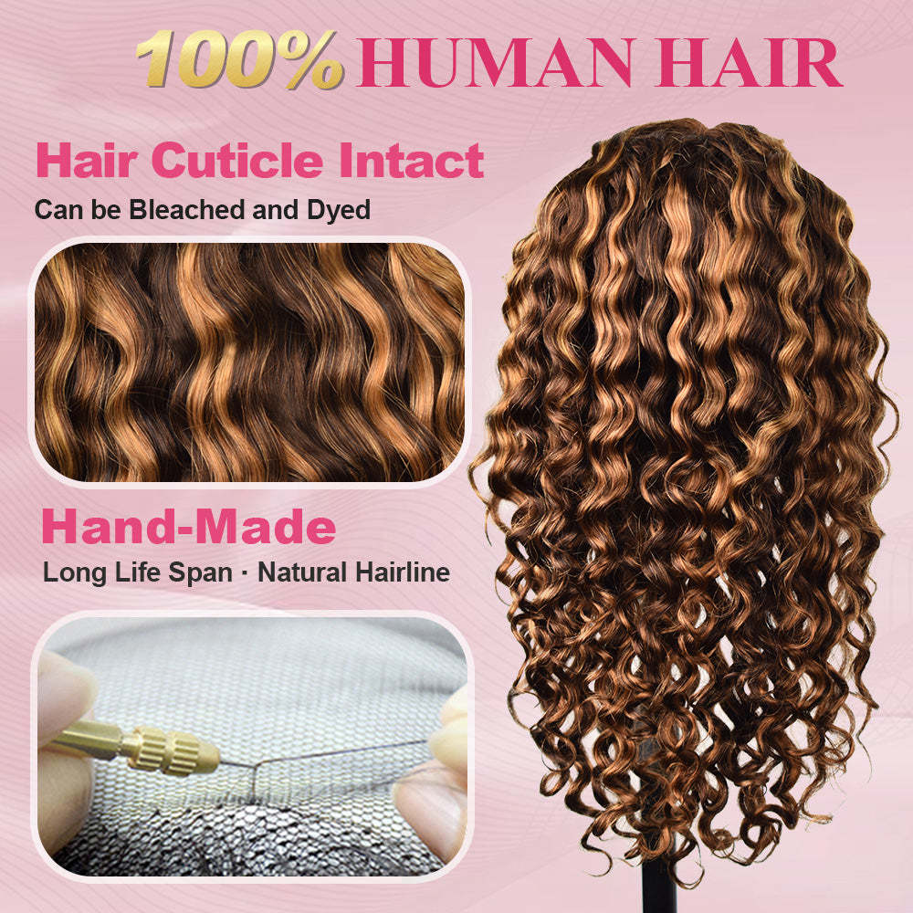 #4/27 Loose Deep Wave HD Lace Front Wigs Human Hair 200% Density Transparent Lace Frontal Wigs Pre Plucked With Baby Hair RXHAIR