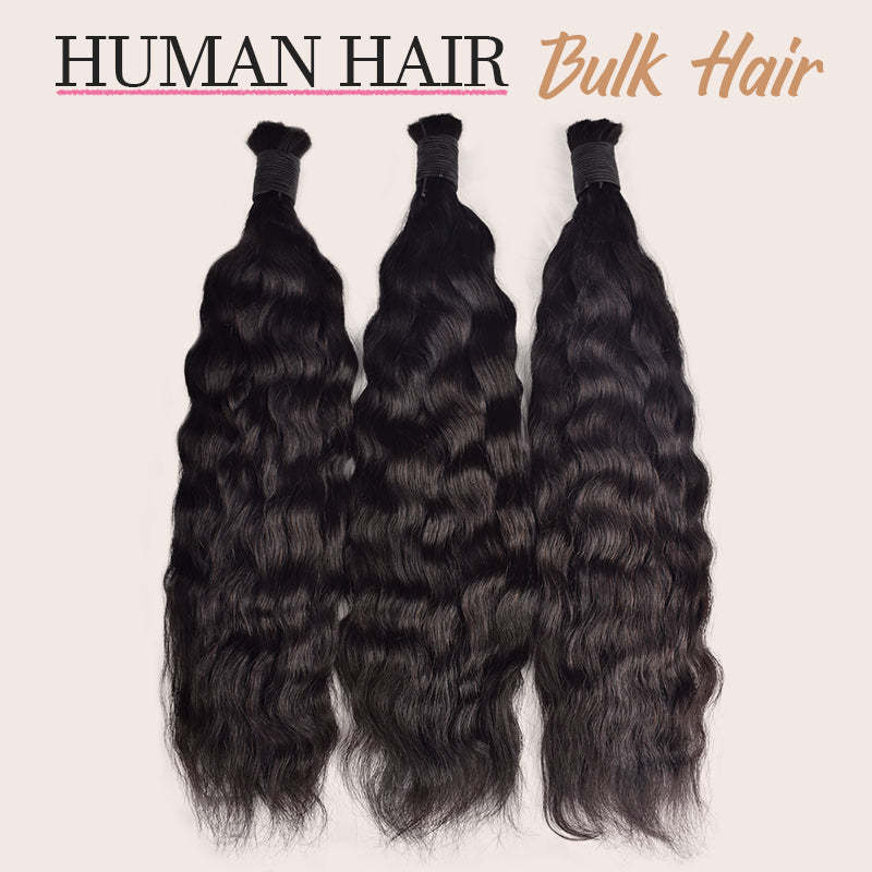 #1B Natural Black Boho Braids Wave and Wet No Weft Bulk Hair for Human Hair RXHAIR
