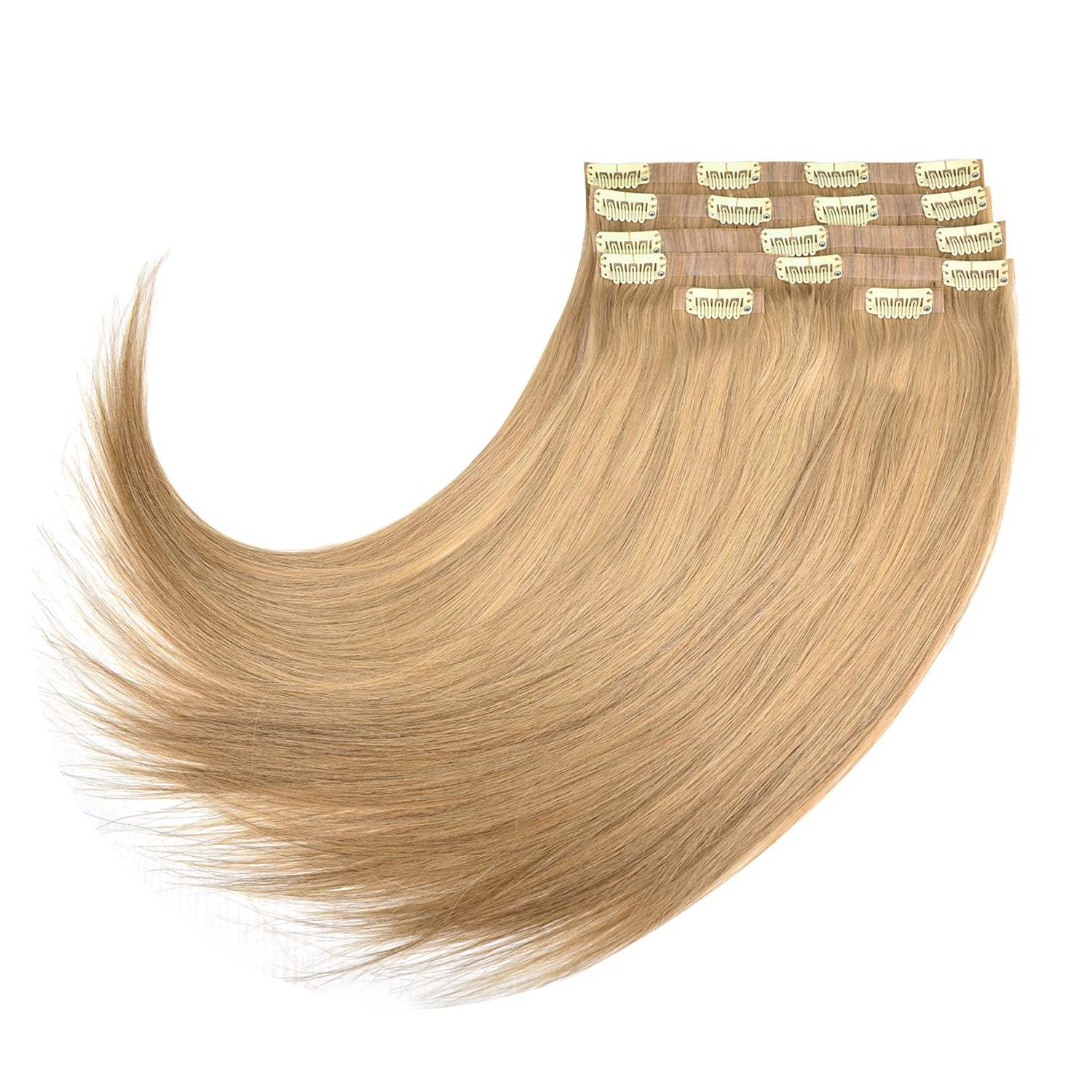 #18 Golden Blonde Straight Clip in Hair Extensions Real Human Hair PU Seamless Clip ins 6Pcs 110G RXHAIR