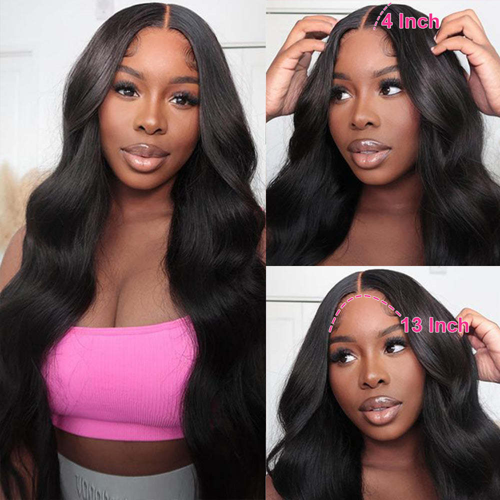 #1 Body Wave 13x4 HD Transparent Lace Frontal Wigs Human Hair Wear and Go Glueless Wigs Human Hair 200% Density RXHAIR