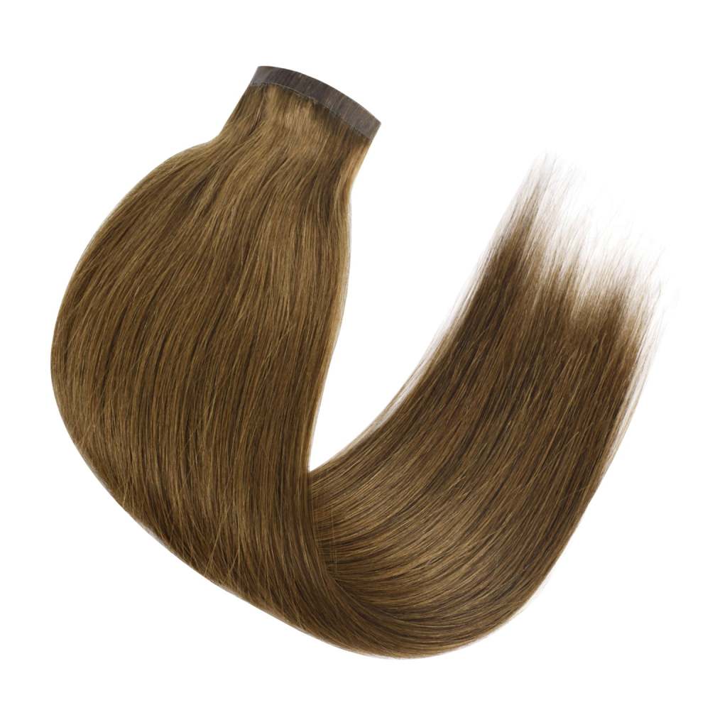 #4 Chocolate Brown Straight Clip in Hair Extensions Real Human Hair PU Seamless Clip ins 6Pcs 110G RXHAIR
