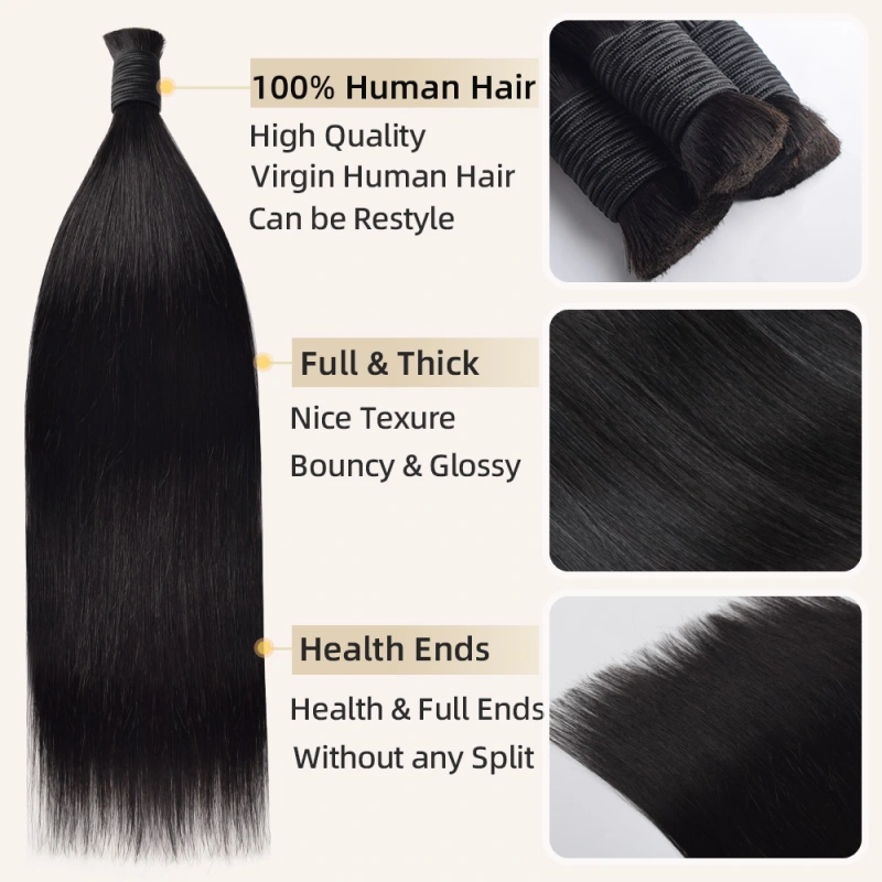 #1 Boho Braids Straight No Weft Bulk Hair for Human Hair RXHAIR