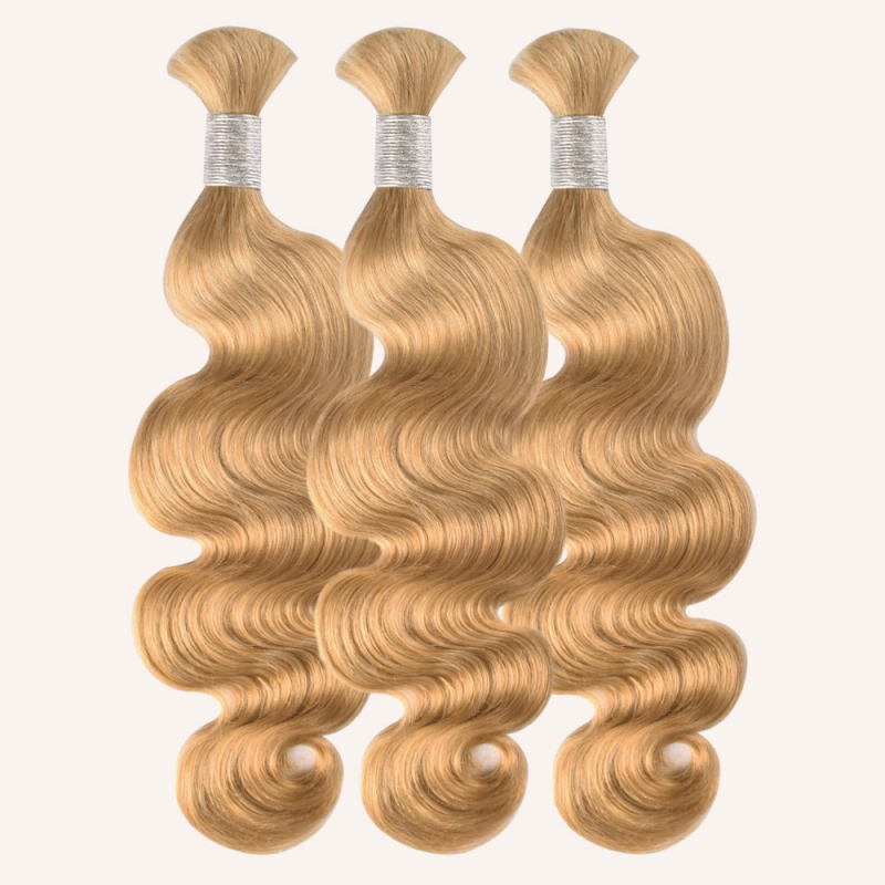 #27 Honey Blonde Boho Braids Body Wave No Weft Bulk Hair for Human Hair RXHAIR