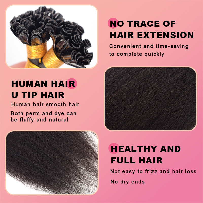 Kinky Straight U Tip Hair Extensions Real Human Hair 100g Natural Black Utip Hair Extensions Human Hair For Women