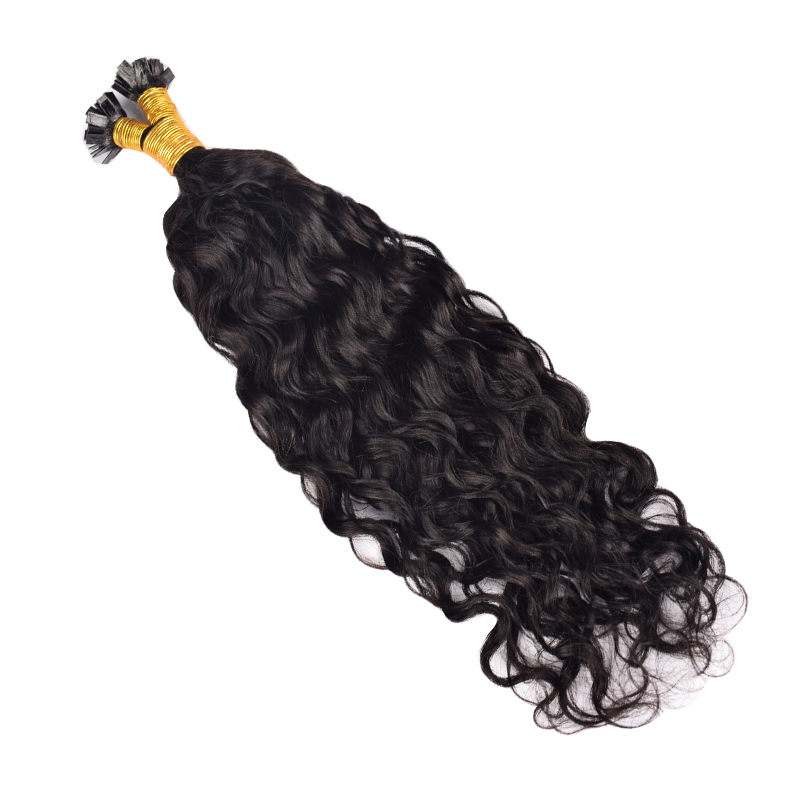 #1B Flat Tip Hair Extensions Human Hair Natural Color 100% Real Human Hair Brazilian Remy Flat Tips Hair for Women 100g