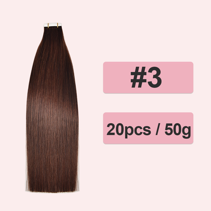 Colour Straight Tape in Hair Extensions Human Hair 20pcs 50g/pack Seamless Weft Hair RXHAIR