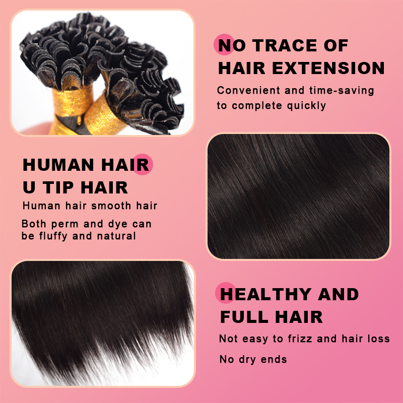 Straight U Tip Hair Extensions Real Human Hair 100g Natural Black Utip Hair Extensions Human Hair For Women