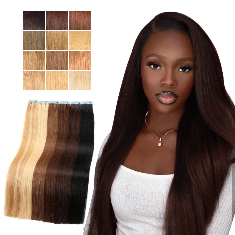 Colour Straight Tape in Hair Extensions Human Hair 20pcs 50g/pack Seamless Skin Weft Hair RXHAIR