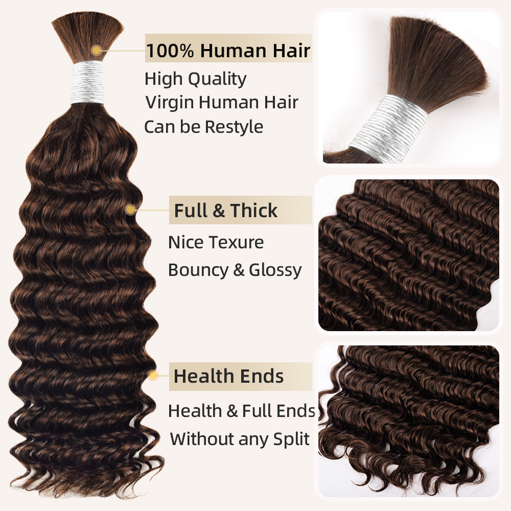 #3 Deep Wave Boho Braids No Weft Bulk Hair for Human Hair RXHAIR