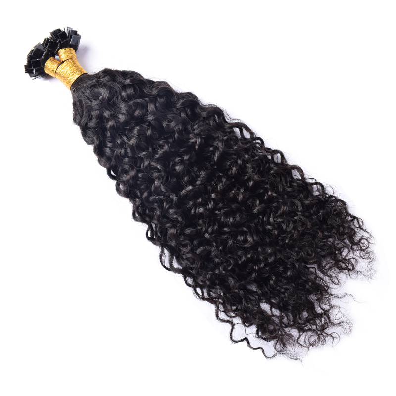#1B Flat Tip Hair Extensions Human Hair Natural Color 100% Real Human Hair Brazilian Remy Flat Tips Hair for Women 100g