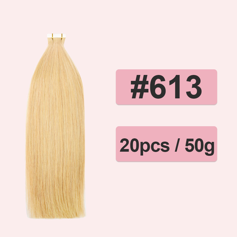 Color Straight Tape in Hair Extensions Human Hair 20pcs 50g/pack Seamless Weft Hair RXHAIR
