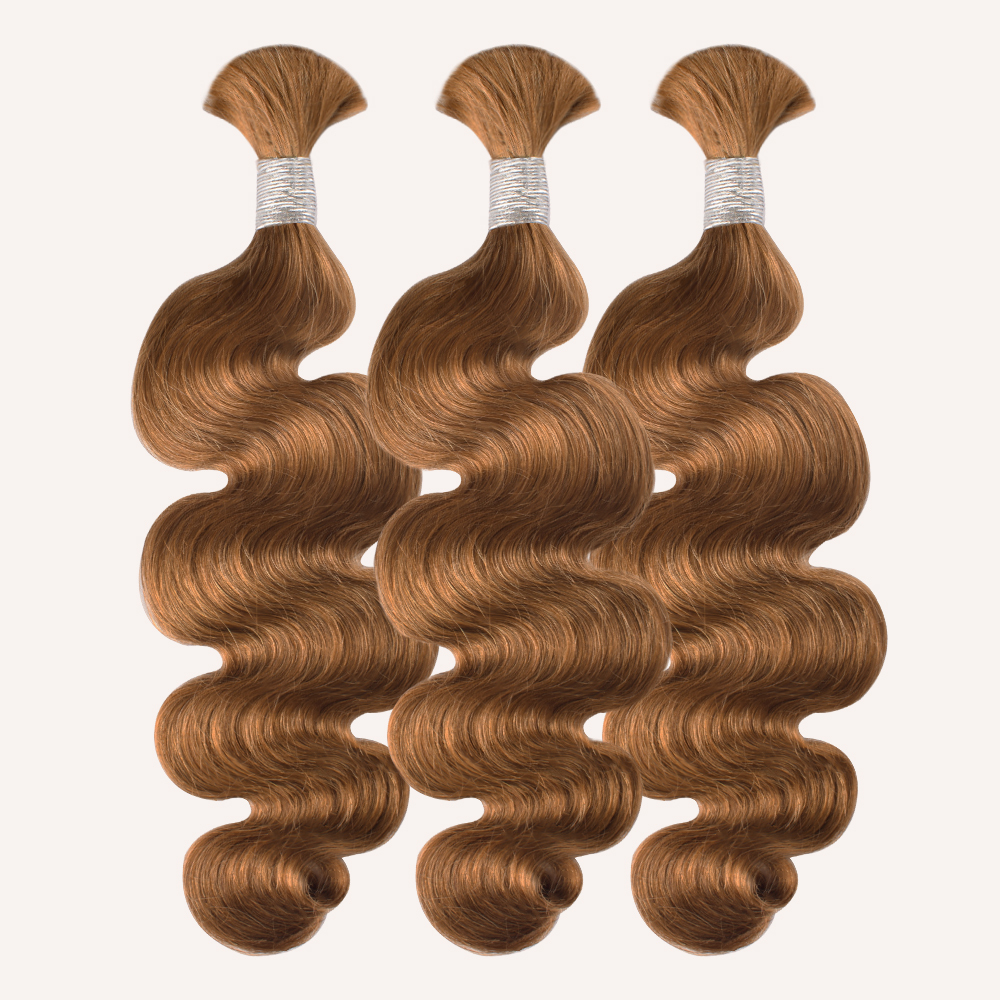 #30 Brown Boho Braids Body Wave No Weft Bulk Hair For Human Hair RXHAIR