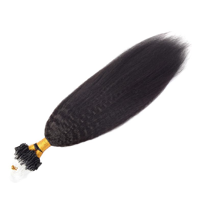 Kinky Straight Mirco Ring Hair Extension Real Human Hair Microlink Micro Link Bead Hair Extensions Natural Colour Black