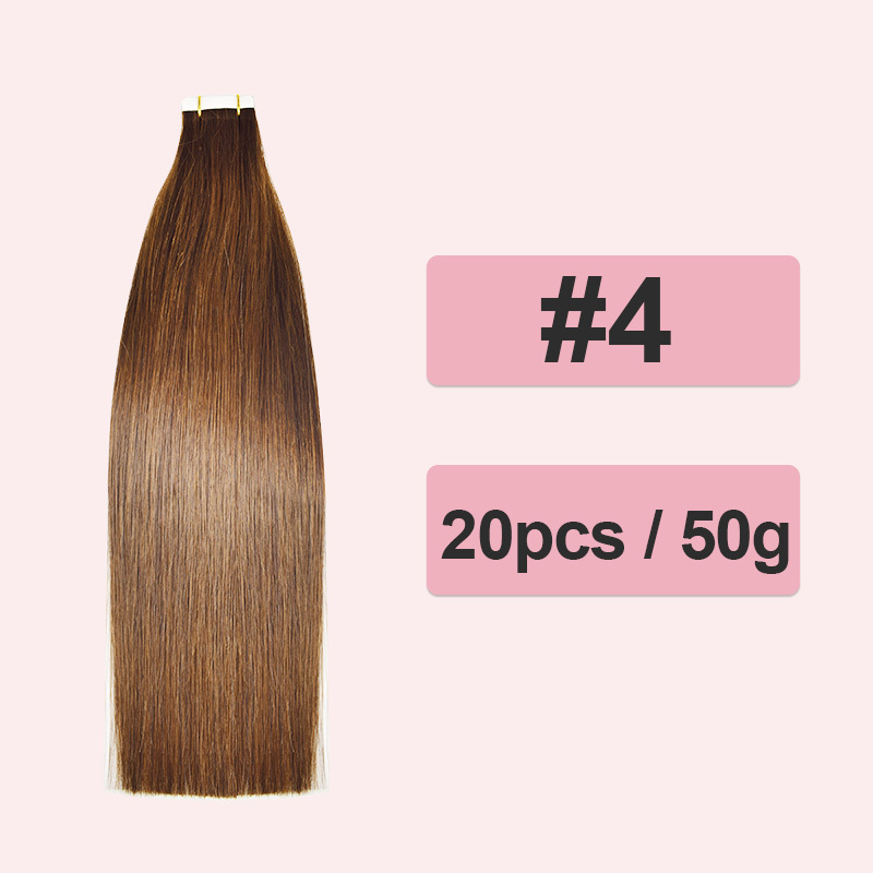 Colour Straight Tape in Hair Extensions Human Hair 20pcs 50g/pack Seamless Weft Hair RXHAIR