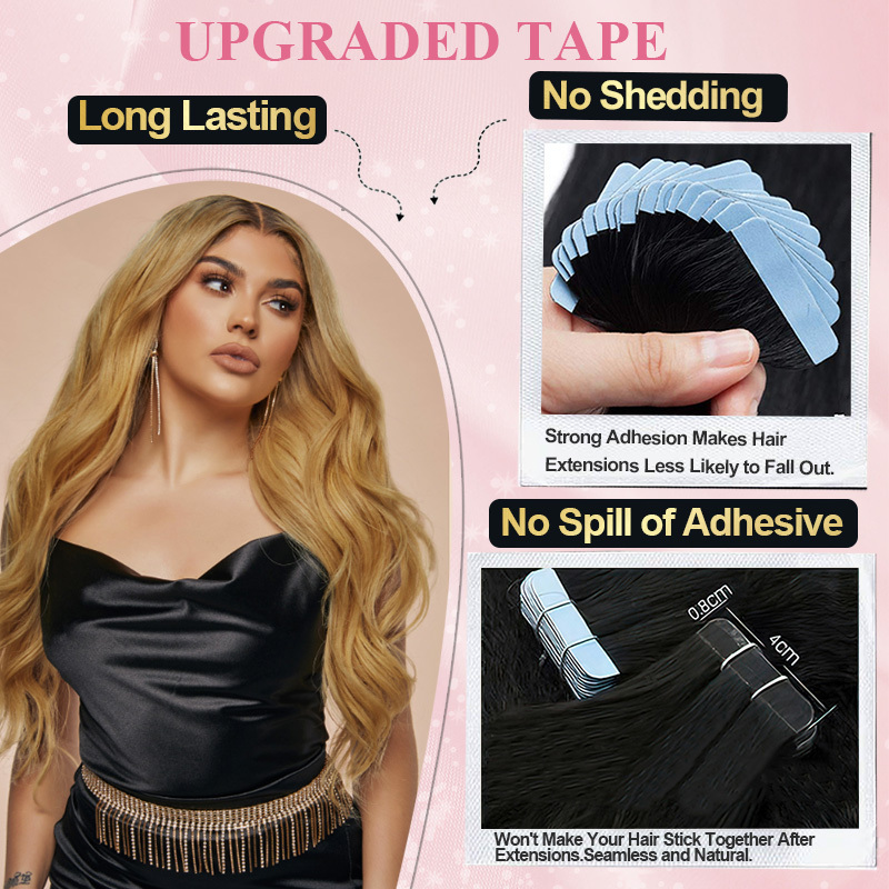 Colour Straight Tape in Hair Extensions Human Hair 20pcs 50g/pack Seamless Skin Weft Hair RXHAIR