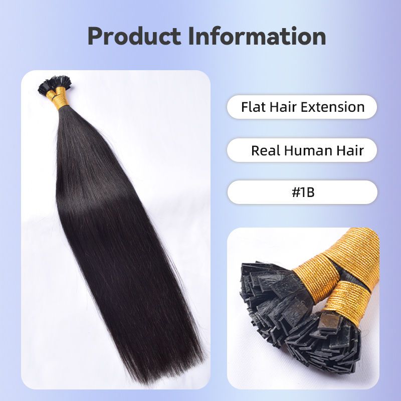Flat Tip Hair Extensions Human Hair Natural Color 100% Real Human Hair Brazilian Remy Flat Tips Hair for Women 100g