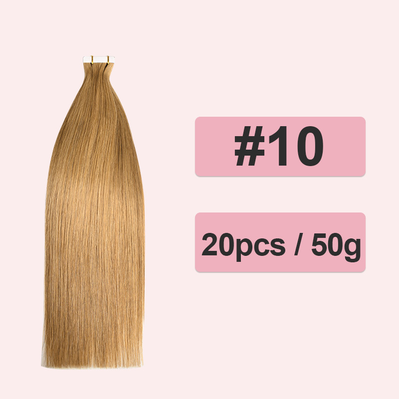 Color Straight Tape in Hair Extensions Human Hair 20pcs 50g/pack Seamless Weft Hair RXHAIR
