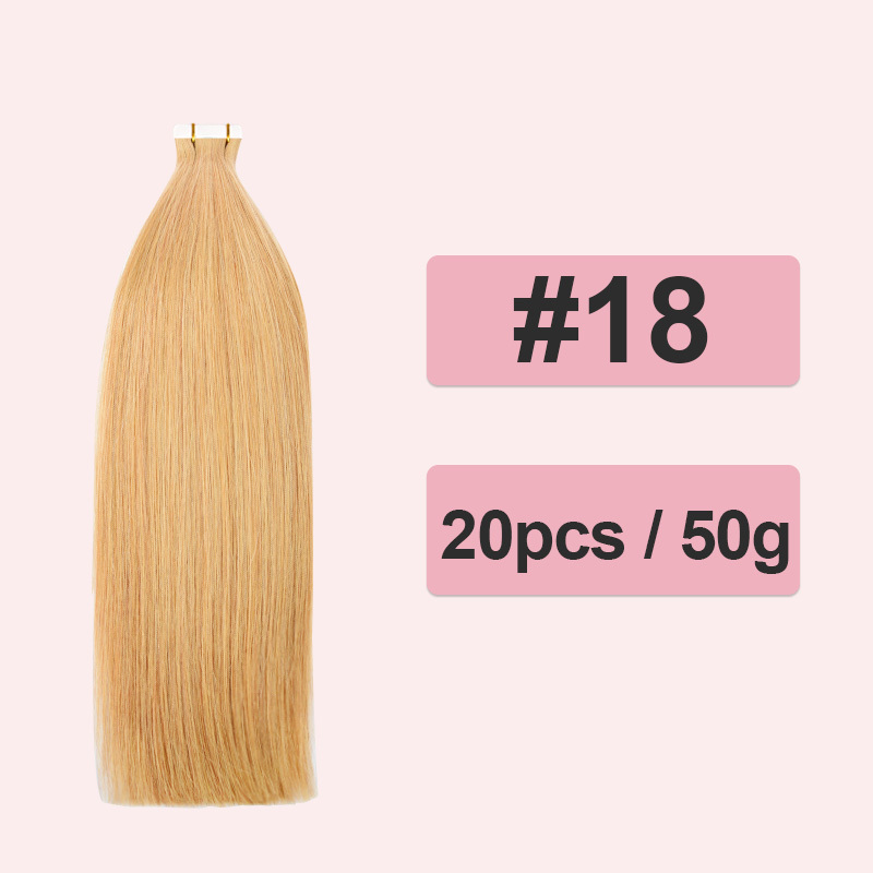 Color Straight Tape in Hair Extensions Human Hair 20pcs 50g/pack Seamless Weft Hair RXHAIR